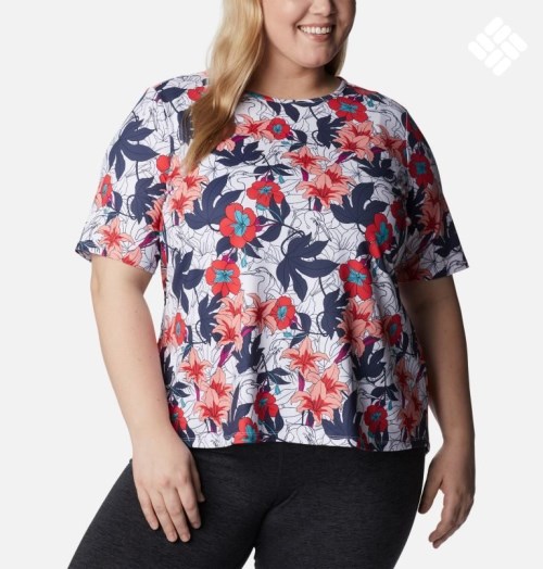 Tricouri Columbia Chill River Dama Flori | Plus Size LQ9MA8S07